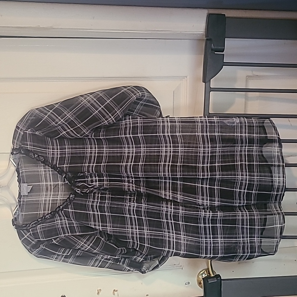 Women's plaid summer see-through top